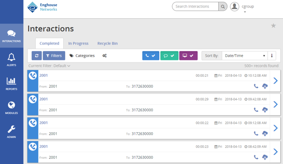 screenshot of In-Network Cloud Recording
